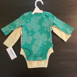 Carters Baby My First St. Patrick's Day Long Sleeve Snap Tshirt Set 2 NEW 3 mos